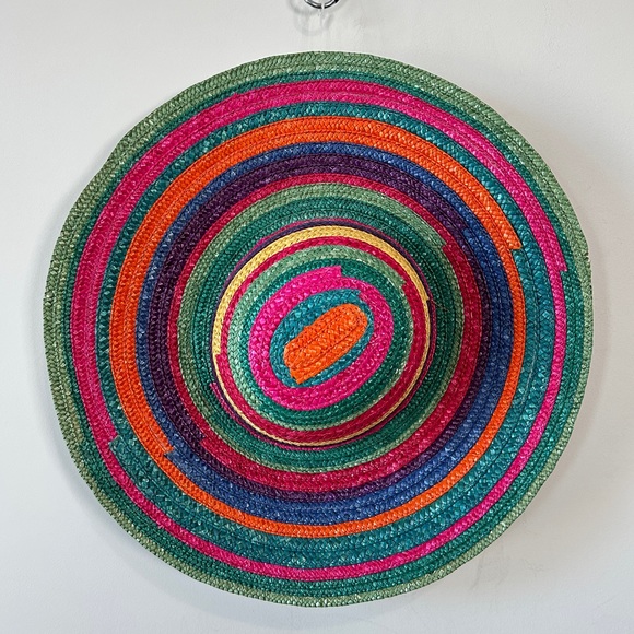 Multicolor Rainbow Straw Hat NWOT - Picture 5 of 6